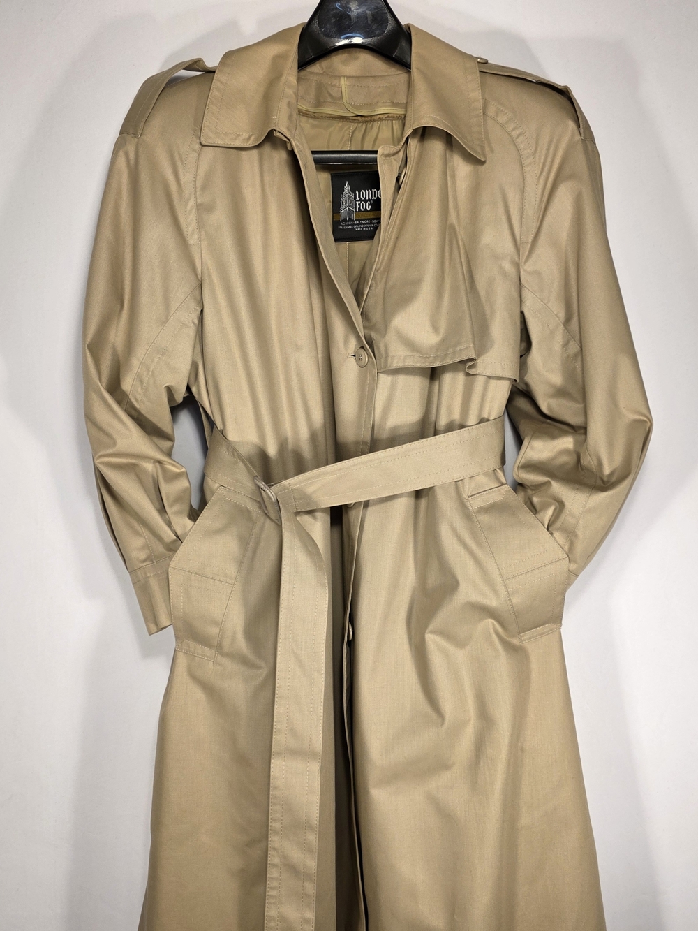 Vintage London Fog Trench Coat Tan Womens 8P Made in USA Removable Thinsulate